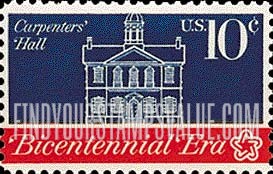FindYourStampsValue: AMERICAN REVOLUTION BICENTENNIAL - Carpenters' Hall, Philadelphia