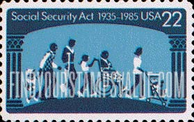 FindYourStampsValue: SOCIAL SECURITY ACT, 50th ANNIVERSARY