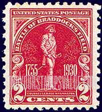 FindYourStampsValue: BRADDOCK'S FIELD ISSUE - Statue of Colonel George Washington