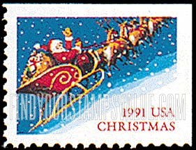 FindYourStampsValue: CHRISTMAS - Santa and Sleigh, Booklet stamp