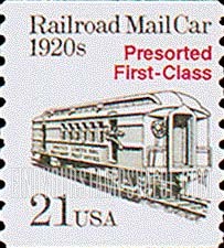 FindYourStampsValue: RAILROAD MAIL CAR 1920s - Transportation Coil