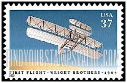FindYourStampsValue: FIRST FLIGHT OF WRIGHT BROTHERS, CENTENNIAL - Orville Wright Piloting 1903 Wright Flyer, Self-Adhesive Booklet Stamp