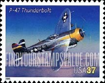 FindYourStampsValue: ADVANCES IN AVIATION - Republic P-47 Thunderbolt, Self-Adhesive stamp