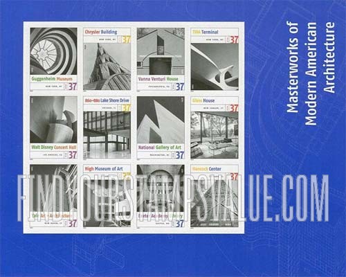 FindYourStampsValue: MODERN AMERICAN ARCHITECTURE, Self-Adhesive stamps