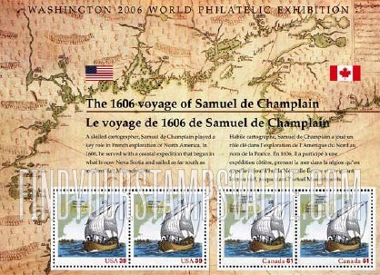 FindYourStampsValue: EXPLORATION OF EAST COAST BY SAMUEL DE CHAMPLAIN