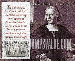 FindYourStampsValue: VOYAGES OF COLUMBUS - Chistopher Columbus, Souvenir sheet of 1 stamp