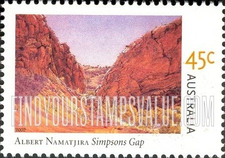 FindYourStampsValue: Paintings by Albert Namatjira (1902-59): Simpsons Gap