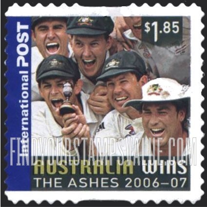 FindYourStampsValue: Australian Victory in 2006 Ashes Cricket Match: Players with Ashes Urn