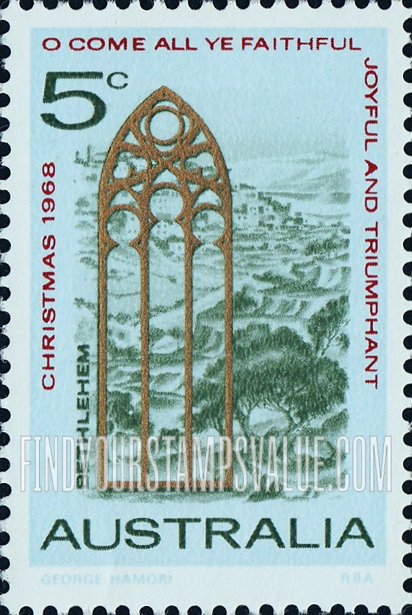 FindYourStampsValue: View of Bethlehem and Church Window