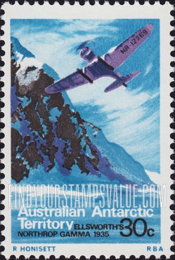 FindYourStampsValue: AUSTRALIAN ANTARCTIC TERRITORY: Lincoln Ellsworth’s Northrop Gamma