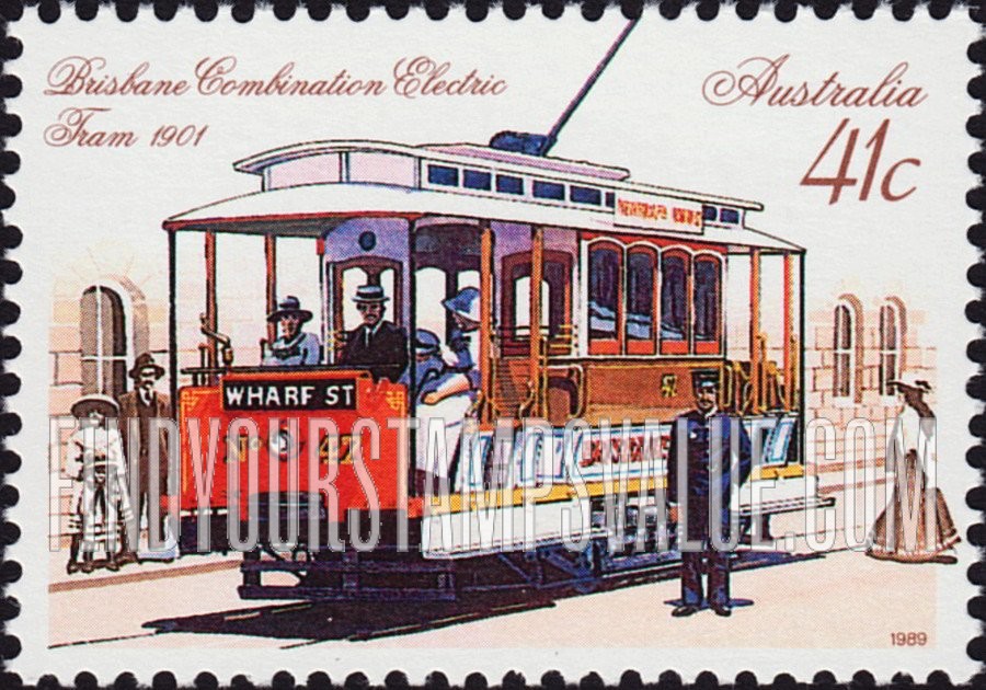 FindYourStampsValue: Street Cars: Combination electric tram, Brisbane, 1901