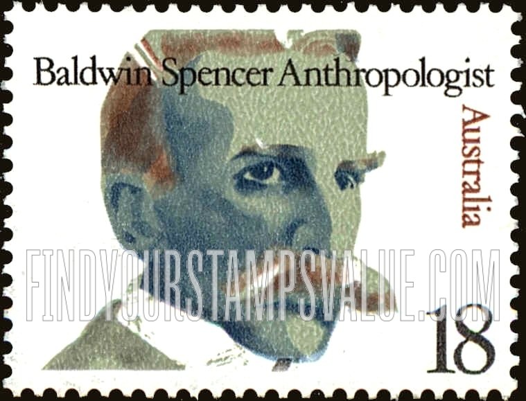 FindYourStampsValue: Famous Australians: Sir Baldwin Spencer (1860-1929), anthropologist (aborigines)