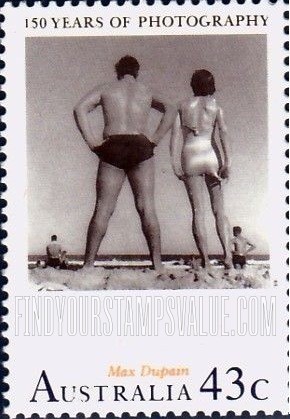 FindYourStampsValue: Australian Photography, 150th Anniversary: Bondi, by Max Dupain,1939
