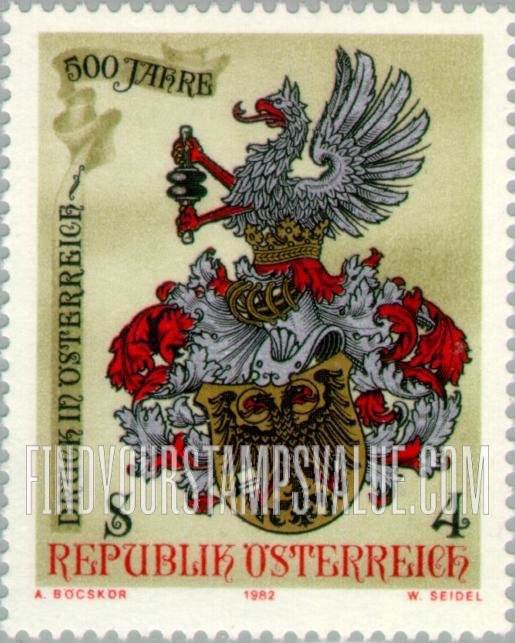 FindYourStampsValue: Printing in Austria, 500th Anniversary: Printers’ guild arms