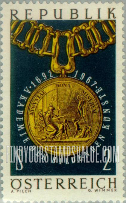 FindYourStampsValue: Medal Showing Minerva and Art Symbols