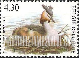 FindYourStampsValue: Bird: Grebe huppé