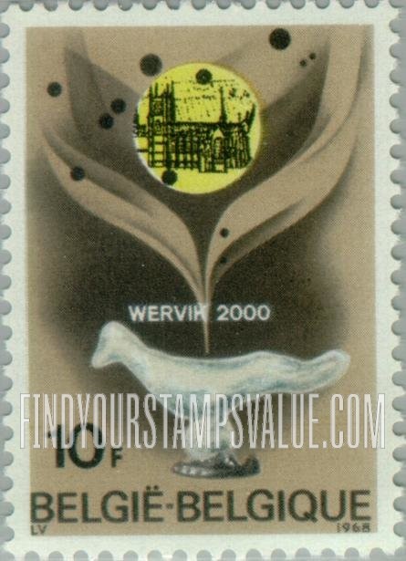 FindYourStampsValue: Historic Sites: Roman oil lamp and St. Medard’s Church, Wervik