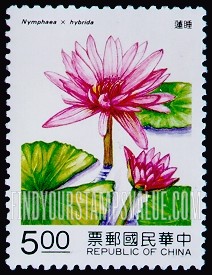 FindYourStampsValue: Water Plants: Nymphaea hybrida - 水中花: 睡莲