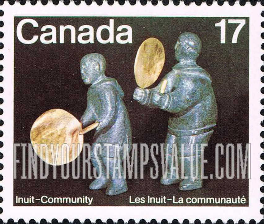 FindYourStampsValue: Two soapstone figures from Repulse Bay, by Madeleine Isserkut and Jean Mapsalak