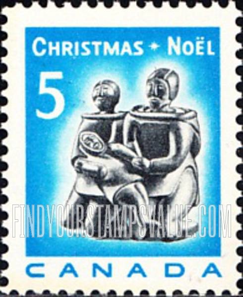 FindYourStampsValue: Christmas: Eskimo Family, Carving
