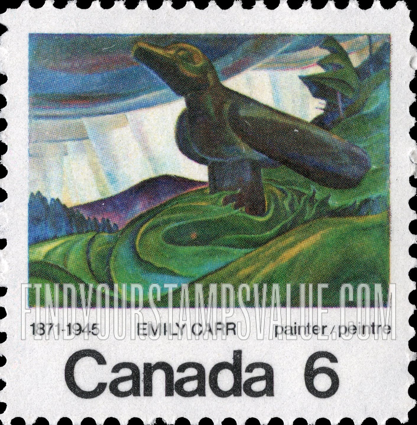 FindYourStampsValue: Big Raven, by Emily Carr