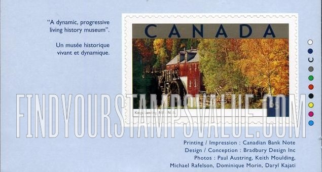 FindYourStampsValue: Tourist Attractions Type of 2001: Kings Landing, New Brunswick.