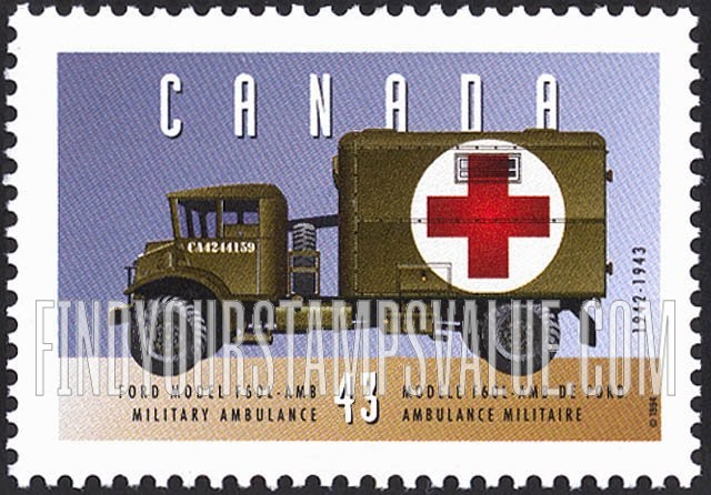 FindYourStampsValue: Historic Vehicles Type of 1993:1942 Ford F60L-AMB military ambulance