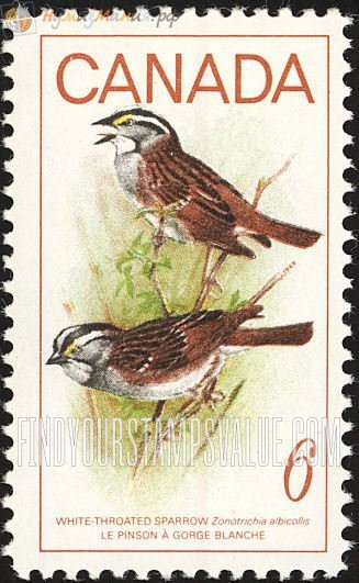 FindYourStampsValue: Birds: White-throated sparrows