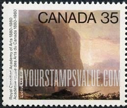 FindYourStampsValue: Sunrise on the Saguenay, by Lucius O’Brien (1832-99).