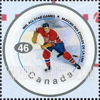 FindYourStampsValue: Famous NHL players: Maurice Richard (red, white and blue Canadiens jersey No. 9)