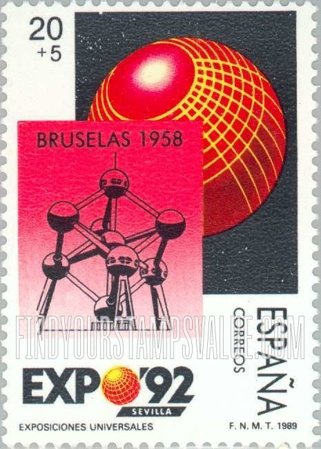 FindYourStampsValue: Semi-Postal: EXPO ’92, Seville, “The Atom”, Brussels, 1958