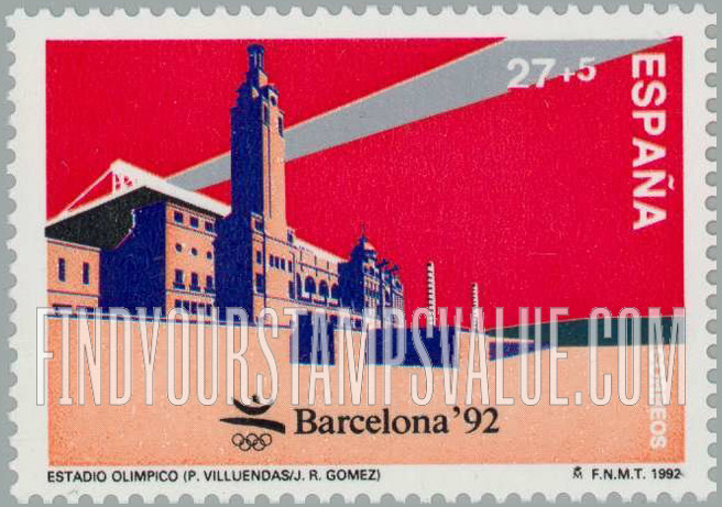 FindYourStampsValue: Semi-Postal: 1992 Summer Olympics, Barcelona, Olympic Stadium
