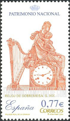 FindYourStampsValue: Clocks: Clock with Empress María Luisa, child and harp, 19th centenary