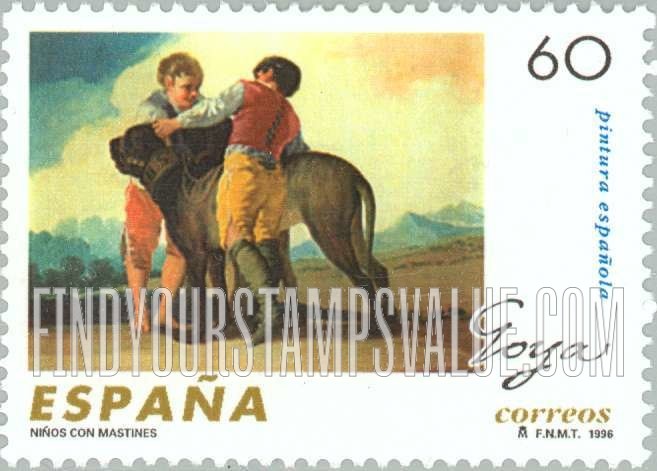 FindYourStampsValue: Paintings by Francisco de Goya Y Lucientes (1746-1828): Boys with a Mastiff