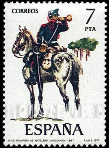 FindYourStampsValue: Uniforms: Trumpeter, Divisional Artillery, 1887