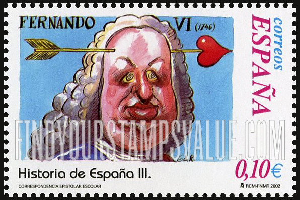 FindYourStampsValue: Letter Writing Type of 1998: Accesstion to throne of Kign Ferdinand VI, 1746