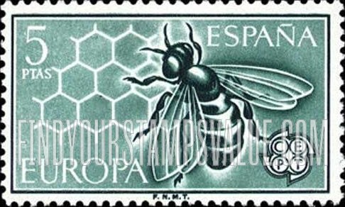 FindYourStampsValue: Europa Issue, 1962: Bee and Honeycomb