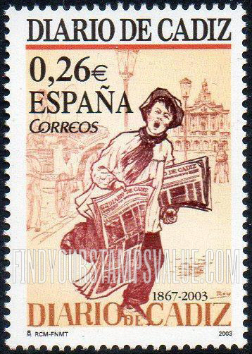 FindYourStampsValue: Diario de Cadiz Newspaper, 136th Anniversary