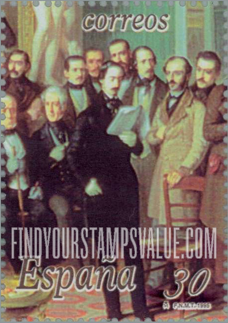 FindYourStampsValue: The Contemporary Poets, by Antonio Maria Esquivel (1806-57): Illustration reduced