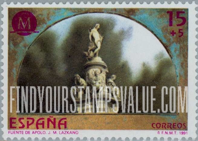 FindYourStampsValue: Semi-Postal: Madrid, European City of Culture, 1992, Fountain of Apollo