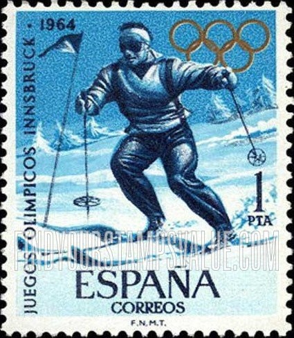 FindYourStampsValue: Gold Olympic Rings: Slalom