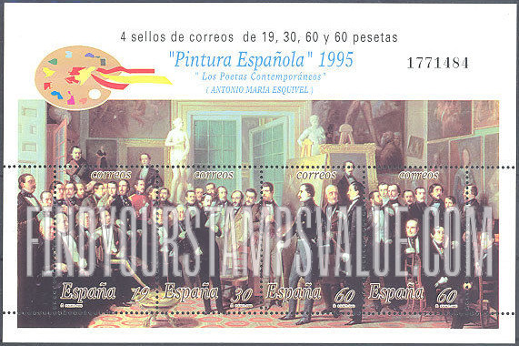 FindYourStampsValue: The Contemporary Poets, by Antonio Maria Esquivel (1806-57): Illustration reduced