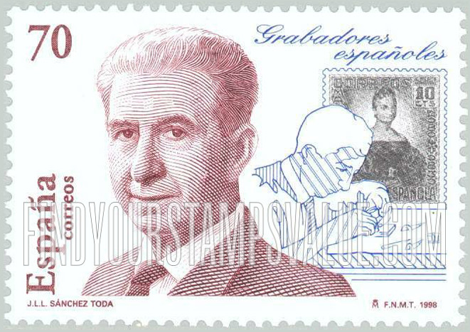 FindYourStampsValue: Spanish Stamp Engravers: J.L.L. Sánchez Toda (1901-), Spain #546 Mariana Pineda