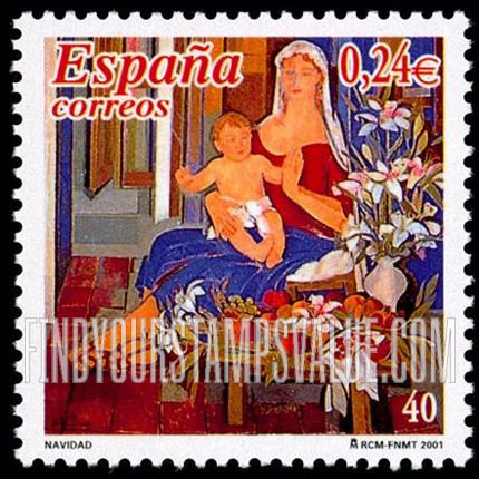 FindYourStampsValue: Christmas: Virgin With Child, by Alfredo Roldan