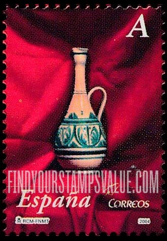 FindYourStampsValue: Ceramics in Paintings by Antonio Miguel González: Decorated pitcher with side handle