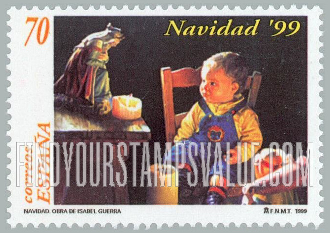 FindYourStampsValue: Christmas: Child, statue, candles
