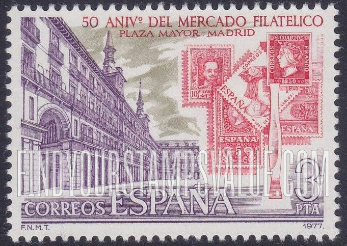 FindYourStampsValue: Plaza Mayor, Spanish Stamps, Tongs