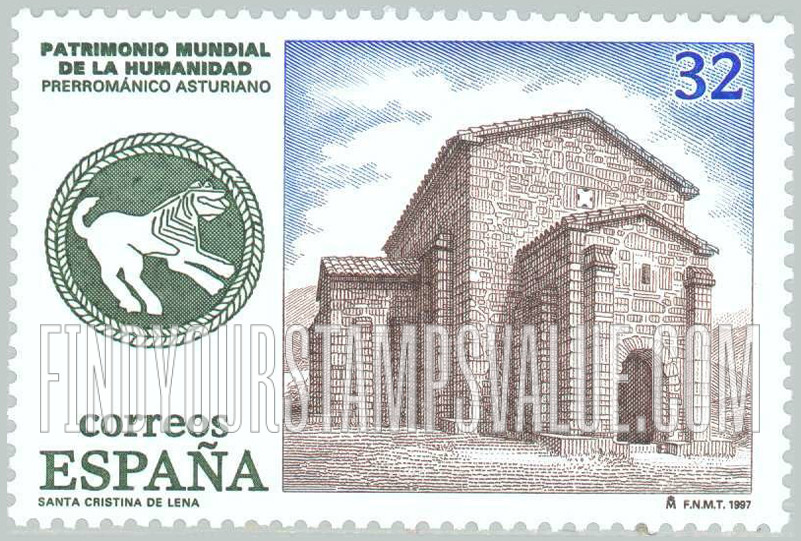 FindYourStampsValue: Sites on UNESCO World Heritage List, Churches in Oviedo: Santa Cristina de Lena
