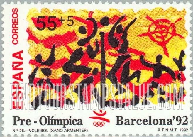 FindYourStampsValue: Semi-Postal: 1992 Summer Olympics, Barcelona, Volleyball