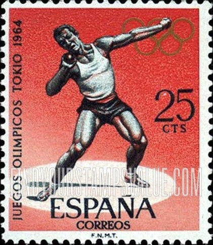 FindYourStampsValue: Gold Olympic Rings: Shot Put